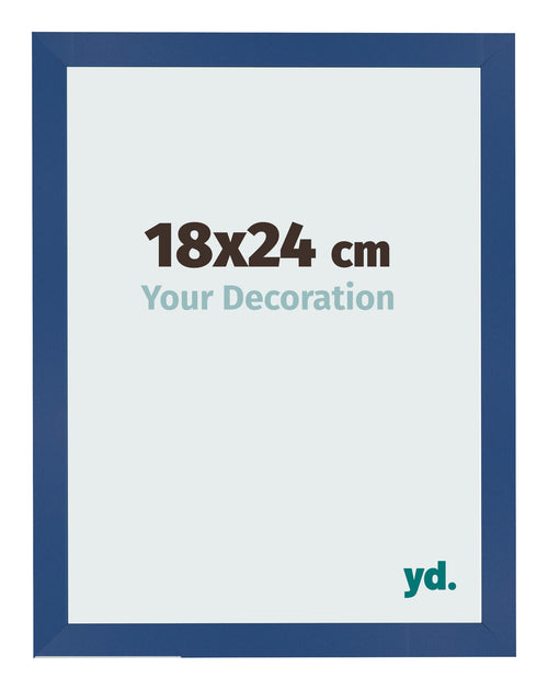 Cadre Photo 18x24 cm Bleu Fonce MDF Bologna De Face Mesure | Yourdecoration.fr