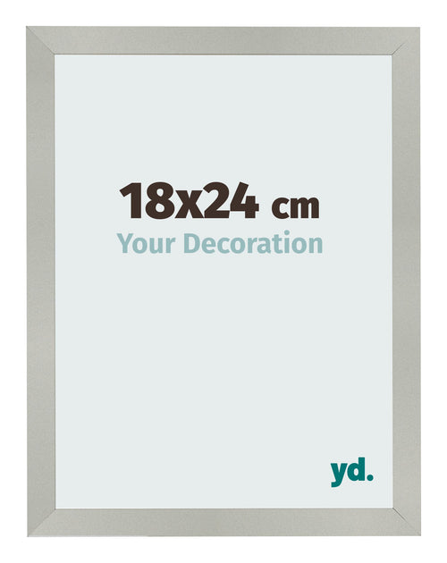Cadre Photo 18x24cm Argent Mat MDF Bologna De Face Mesure | Yourdecoration.fr