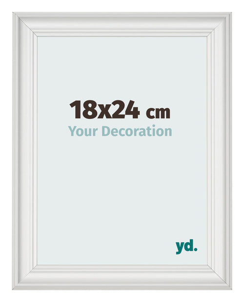 Cadre Photo 18x24cm Blanc Patine MDF Lazio De Face Mesure | Yourdecoration.fr