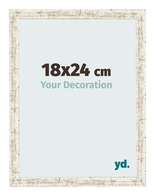 Cadre Photo 18x24cm Blanc Vintage MDF Bologna De Face Mesure | Yourdecoration.fr
