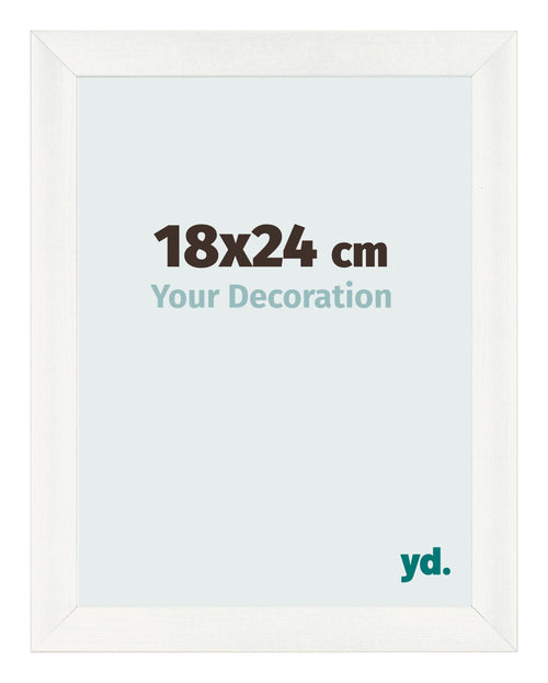 Cadre Photo 18x24cm Blanc Vintage MDF Pisa De Face Mesure | Yourdecoration.fr
