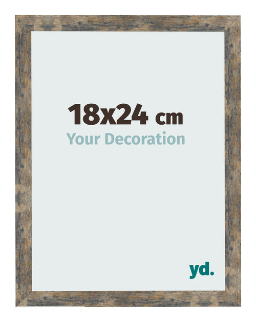 Cadre Photo 18x24cm Bleu Or Mélangé MDF Bologna De Face Mesure | Yourdecoration.fr