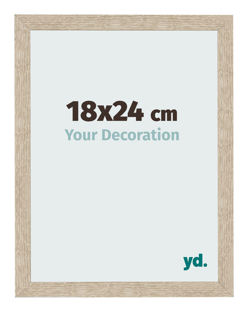 Cadre Photo 18x24cm Chêne Sonoma MDF Bologna De Face Mesure | Yourdecoration.fr