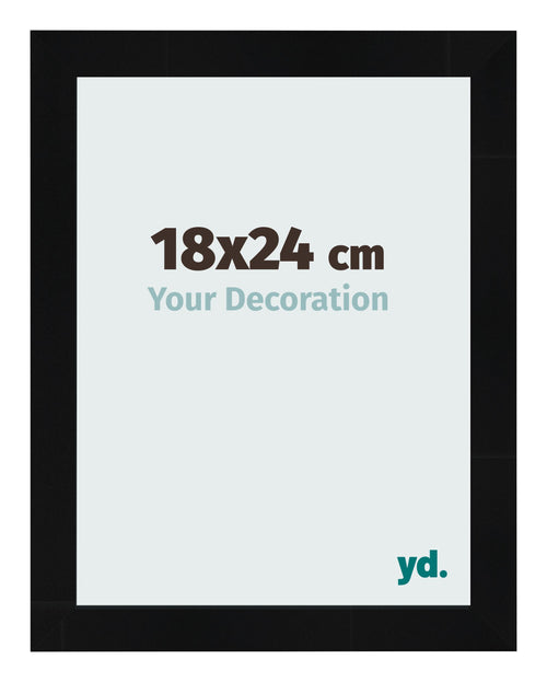 Cadre Photo 18x24cm Noir Argent Poli MDF Pisa De Face Mesure | Yourdecoration.fr