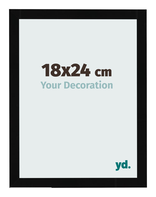 Cadre Photo 18x24cm Noir Brillant MDF Bologna De Face Mesure | Yourdecoration.fr