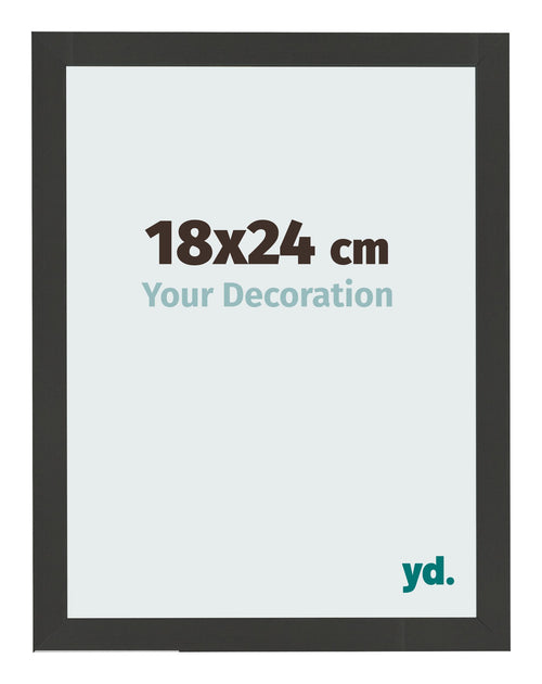 Cadre Photo 18x24cm Noir Grain de Bois MDF Bologna De Face Mesure | Yourdecoration.fr