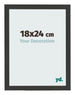 Cadre Photo 18x24cm Noir Grain de Bois MDF Bologna De Face Mesure | Yourdecoration.fr