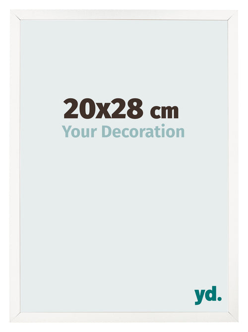Cadre Photo 20x28 cm Blanc Brillant MDF Bologna De Face Mesure | Yourdecoration.fr