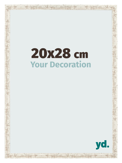 Cadre Photo 20x28cm Blanc Vintage MDF Bologna De Face Mesure | Yourdecoration.fr