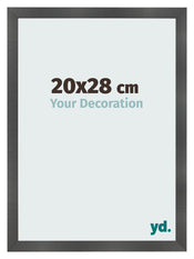 Cadre Photo 20x28cm Noir Argent Poli MDF Pisa De Face Mesure | Yourdecoration.fr