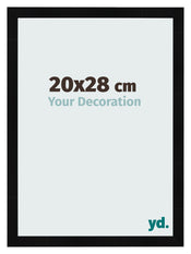 Cadre Photo 20x28cm Noir Argent Poli MDF Pisa De Face Mesure | Yourdecoration.fr
