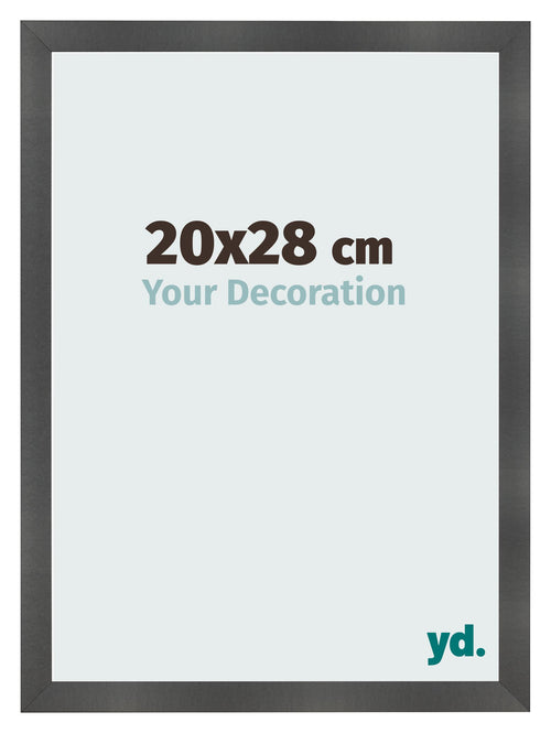Cadre Photo 20x28cm Noir Argent Poli MDF Pisa De Face Mesure | Yourdecoration.fr