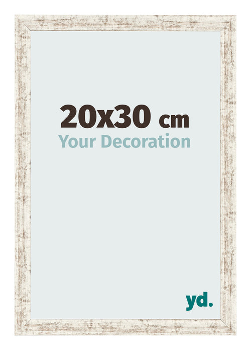 Cadre Photo 20x30cm Blanc Vintage MDF Bologna De Face Mesure | Yourdecoration.fr