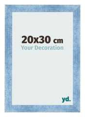 Cadre Photo 20x30cm Bleu Brillant Patine MDF Pisa De Face Mesure | Yourdecoration.fr
