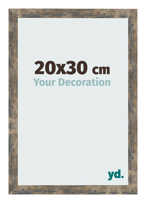 Cadre Photo 20x30cm Bleu Or Mélangé MDF Bologna De Face Mesure | Yourdecoration.fr
