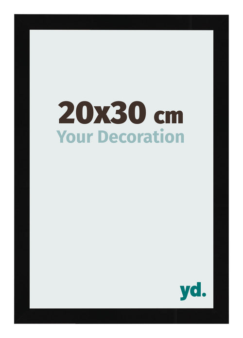 Cadre Photo 20x30cm Noir Brillant MDF Bologna De Face Mesure | Yourdecoration.fr