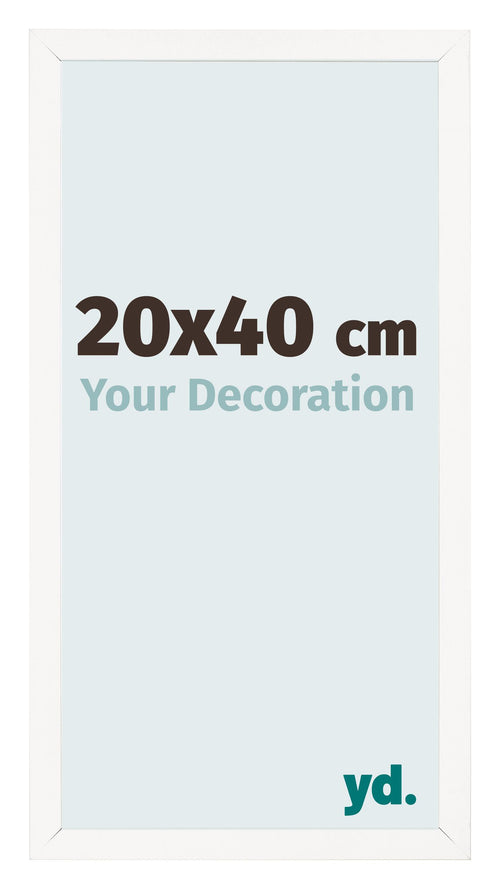 Cadre Photo 20x40 cm Blanc Brillant MDF Bologna De Face Mesure | Yourdecoration.fr