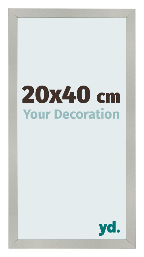 Cadre Photo 20x40cm Argent Mat MDF Bologna De Face Mesure | Yourdecoration.fr