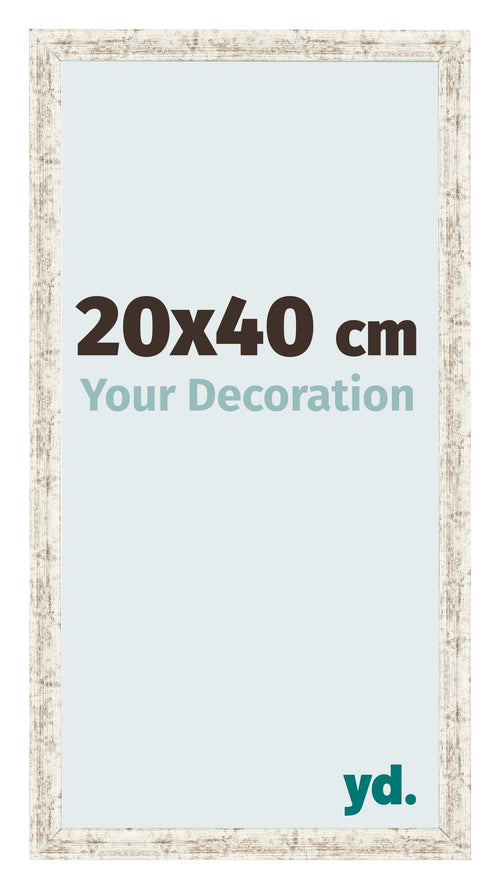 Cadre Photo 20x40cm Blanc Vintage MDF Bologna De Face Mesure | Yourdecoration.fr