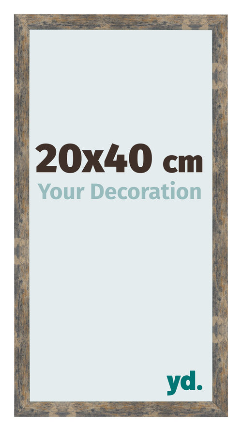 Cadre Photo 20x40cm Bleu Or Mélangé MDF Bologna De Face Mesure | Yourdecoration.fr