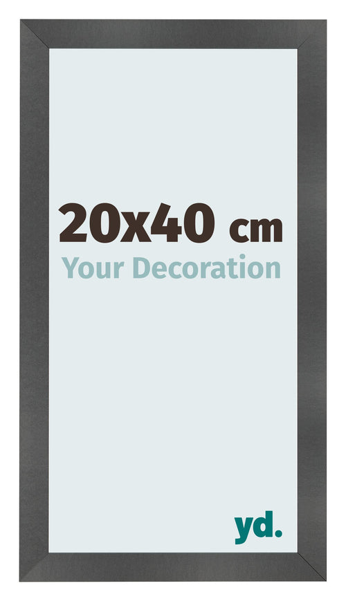 Cadre Photo 20x40cm Noir Argent Poli MDF Pisa De Face Mesure | Yourdecoration.fr