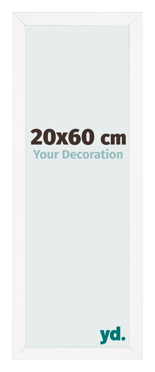 Cadre Photo 20x60 cm Blanc Brillant MDF Bologna De Face Mesure | Yourdecoration.fr