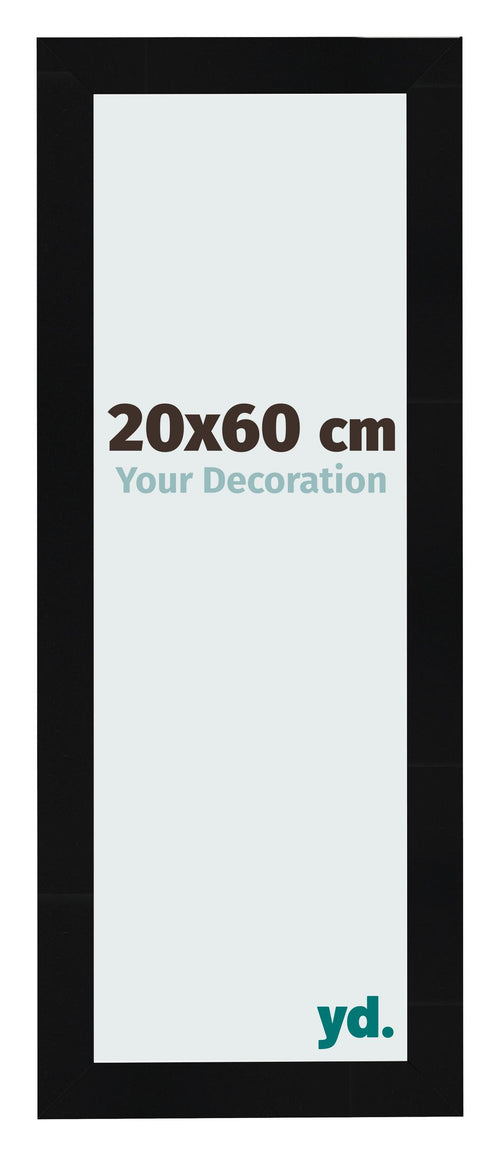 Cadre Photo 20x60cm Noir Argent Poli MDF Pisa De Face Mesure | Yourdecoration.fr