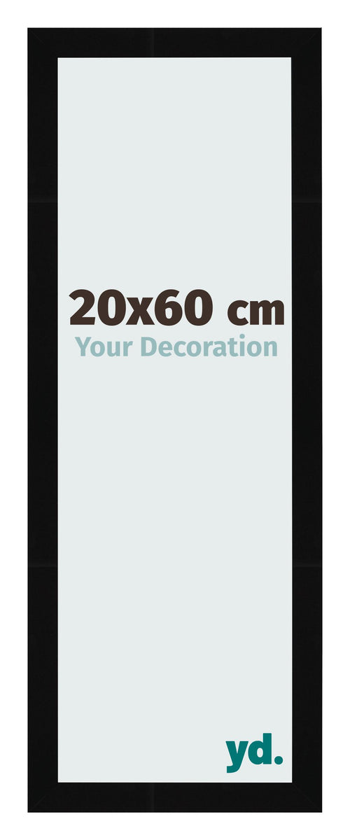 Cadre Photo 20x60cm Noir Brillant MDF Bologna De Face Mesure | Yourdecoration.fr