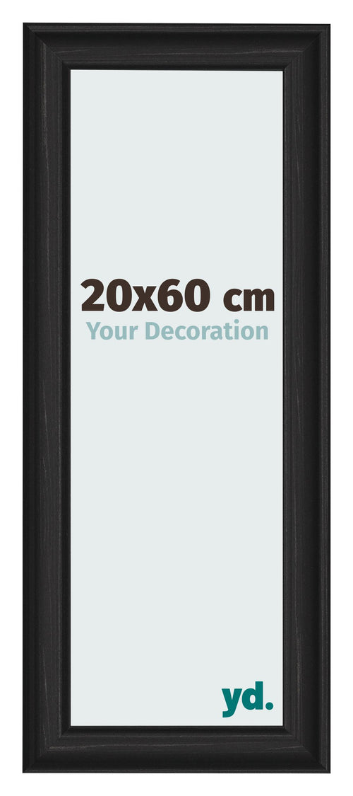 Cadre Photo 20x60cm Noir Grain de Bois MDF Lazio De Face Mesure | Yourdecoration.fr