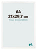 Cadre Photo 21x29 7 cm A4 Blanc Brillant MDF Bologna De Face Mesure | Yourdecoration.fr
