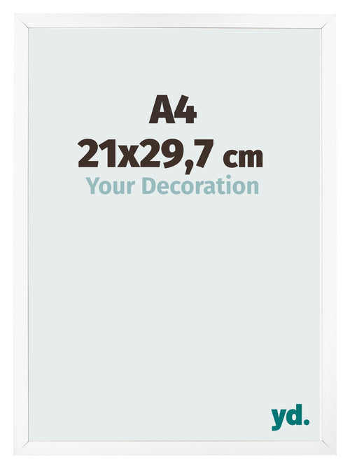 Cadre Photo 21x29 7 cm A4 Blanc Mat MDF Bologna De Face Mesure | Yourdecoration.fr