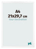 Cadre Photo 21x29 7 cm A4 Blanc Mat MDF Bologna De Face Mesure | Yourdecoration.fr