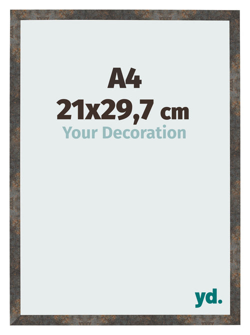 Cadre Photo 21x29 7 cm A4 Metal Oxyde MDF Bologna De Face Mesure | Yourdecoration.fr