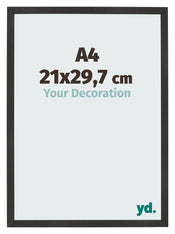 Cadre Photo 21x29 7 cm A4 Noir Mat MDF Bologna De Face Mesure | Yourdecoration.fr