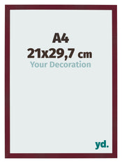 Cadre Photo 21x29 7 cm A4 Vin Rouge Patine MDF Bologna De Face Mesure | Yourdecoration.fr