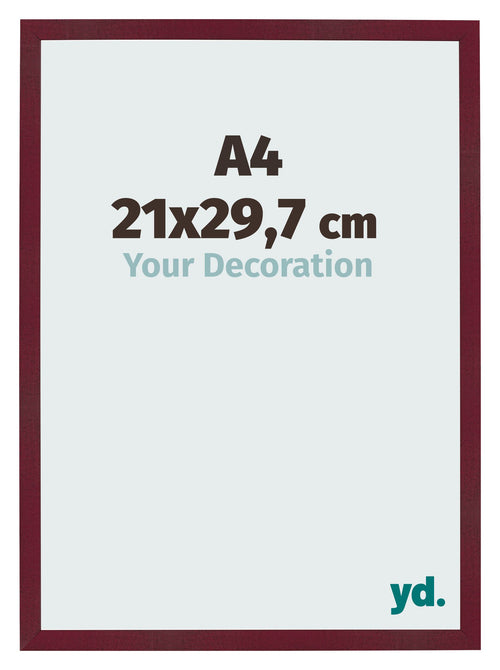 Cadre Photo 21x29 7 cm A4 Vin Rouge Patine MDF Bologna De Face Mesure | Yourdecoration.fr