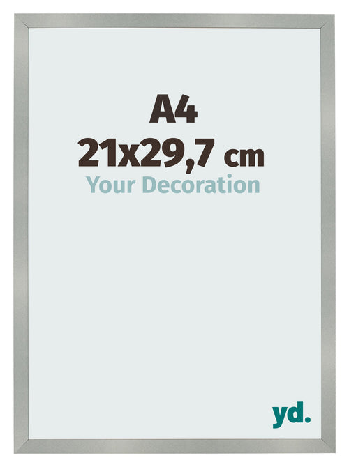 Cadre Photo 21x29 7cm A4 Aluminium Brossé MDF Bologna De Face Mesure | Yourdecoration.fr