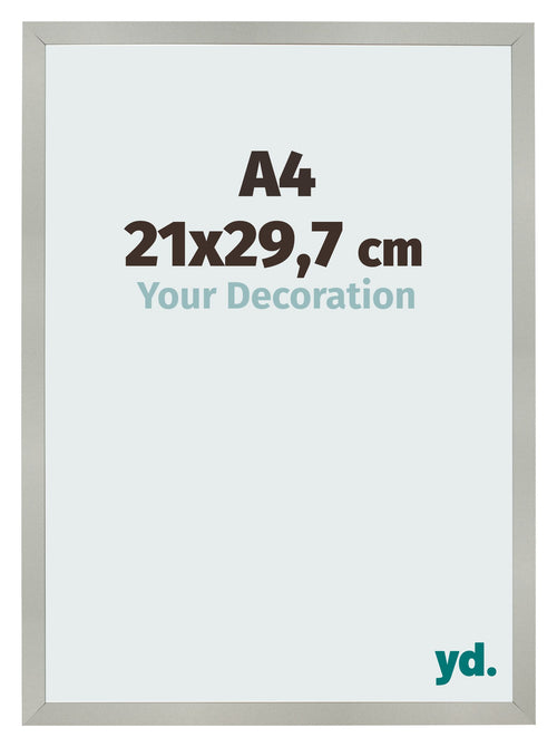 Cadre Photo 21x29 7cm A4 Argent Mat MDF Bologna De Face Mesure | Yourdecoration.fr