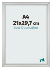 Cadre Photo 21x29 7cm A4 Argent Mat MDF Lazio De Face Mesure | Yourdecoration.fr