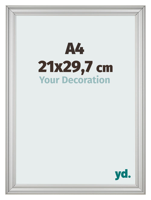 Cadre Photo 21x29 7cm A4 Argent Mat MDF Lazio De Face Mesure | Yourdecoration.fr