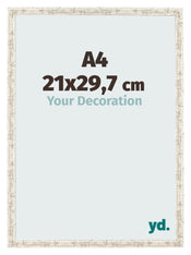 Cadre Photo 21x29 7cm A4 Blanc Vintage MDF Bologna De Face Mesure | Yourdecoration.fr