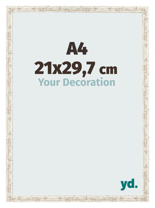 Cadre Photo 21x29 7cm A4 Blanc Vintage MDF Bologna De Face Mesure | Yourdecoration.fr