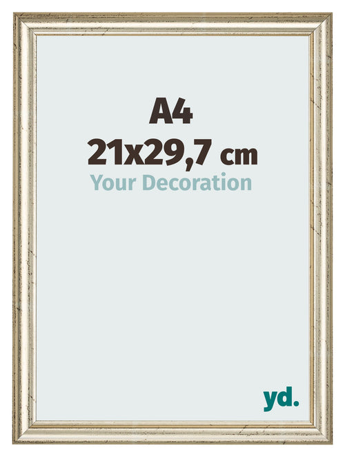 Cadre Photo 21x29 7cm A4 Brillance Metallique MDF Lazio De Face Mesure | Yourdecoration.fr