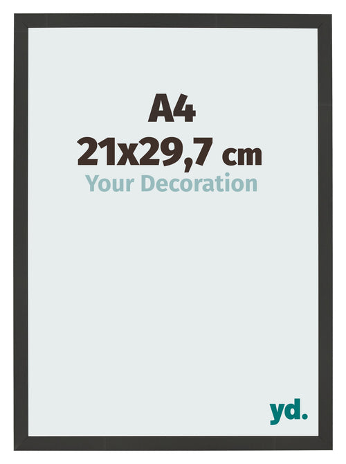 Cadre Photo 21x29 7cm A4 Noir Grain de Bois MDF Bologna De Face Mesure | Yourdecoration.fr