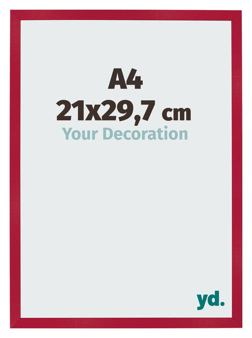 Cadre Photo 21x29 7cm A4 Rouge MDF Bologna De Face Mesure | Yourdecoration.fr