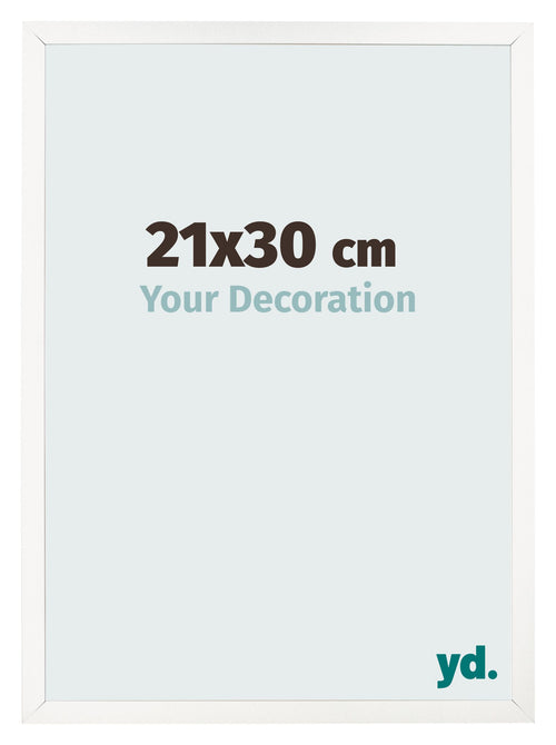 Cadre Photo 21x30 cm Blanc Brillant MDF Bologna De Face Mesure | Yourdecoration.fr