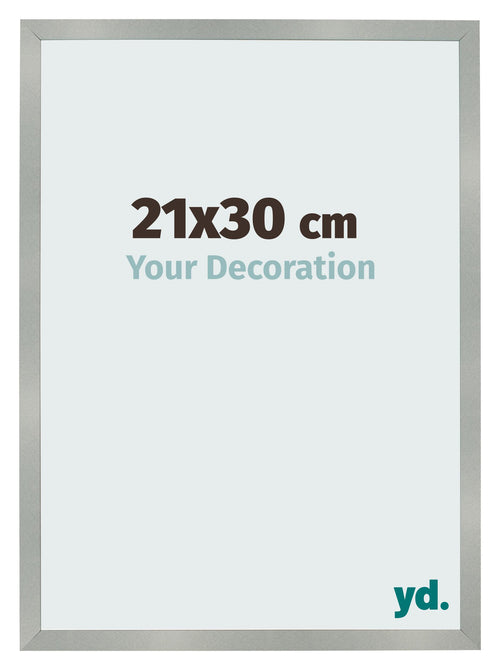 Cadre Photo 21x30cm Aluminium Brossé MDF Bologna De Face Mesure | Yourdecoration.fr