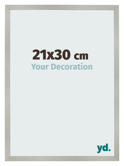 Cadre Photo 21x30cm Argent Mat MDF Bologna De Face Mesure | Yourdecoration.fr