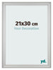 Cadre Photo 21x30cm Argent Mat MDF Lazio De Face Mesure | Yourdecoration.fr