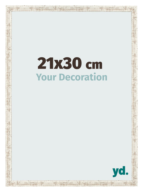 Cadre Photo 21x30cm Blanc Vintage MDF Bologna De Face Mesure | Yourdecoration.fr